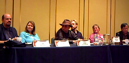 Harry Turtledove (L), Michael Z. Williamson (C), and T.N.Todaro (R)